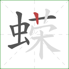 蝾的笔顺第8画:竖 蝾的笔顺第8画:竖