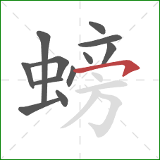 螃的笔顺第12画：横撇/横钩