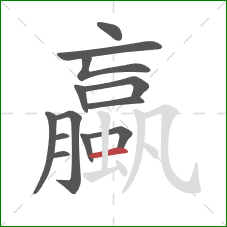 蠃的笔顺第13画：横