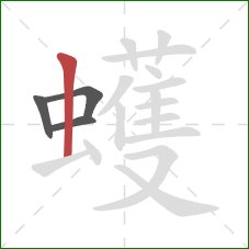 蠖的笔顺第4画：竖