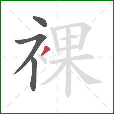 裸的笔顺第4画:撇 裸的笔顺第4画:撇