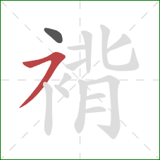 褙的笔顺第2画:横撇 褙的笔顺第2画:横撇