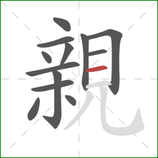 親的笔顺第13画：横