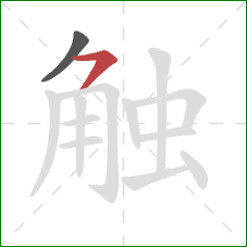 触的笔顺第2画：横撇
