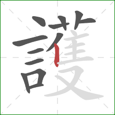 護的笔顺第13画:竖 護的笔顺第13画:竖