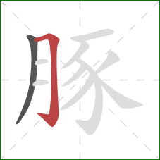 豚的笔顺第2画：横折钩