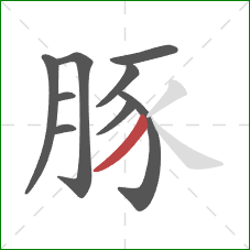 豚的笔顺第9画：撇