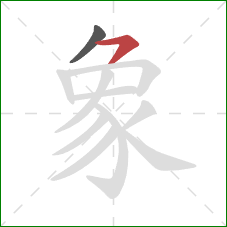 象的笔顺第2画：横撇