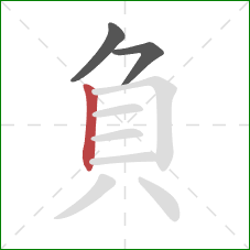 負的笔顺第3画：竖