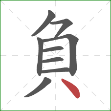 負的笔顺第9画：点