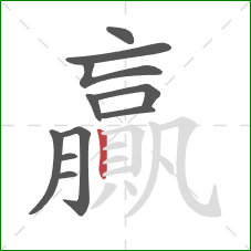 贏的笔顺第11画：竖