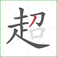 超的笔顺第9画：撇