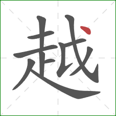越的笔顺第12画：点