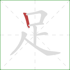足的笔顺第1画：竖