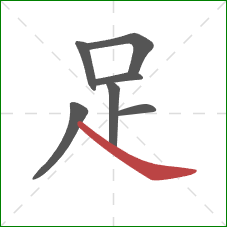 足的笔顺第7画：捺