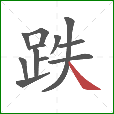 跌的笔顺第12画：捺