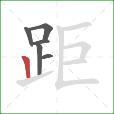 距的笔顺第6画：竖
