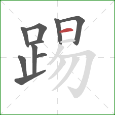 踢的笔顺第10画：横