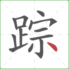 踪的笔顺第15画：点
