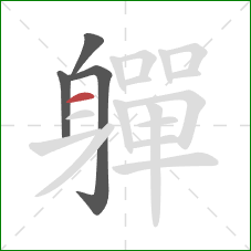 軃的笔顺第4画：横