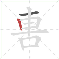 軎的笔顺第2画：竖