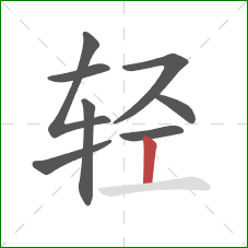 轻的笔顺第8画：竖