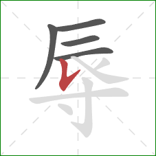 辱的笔顺第5画：竖提