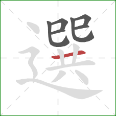 選的笔顺第7画：横