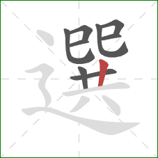 選的笔顺第9画：竖