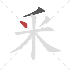 釆的笔顺第2画：点