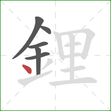 鋰的笔顺第6画：点