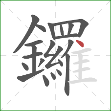 鑼的笔顺第22画：点