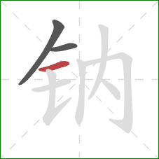 钠的笔顺第3画：横