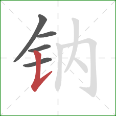 钠的笔顺第5画：竖提