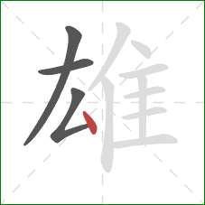 雄的笔顺第4画：点