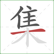 集的笔顺第9画:横 集的笔顺第9画:横