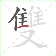 雙的笔顺第8画：横