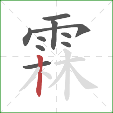 霖的笔顺第10画：竖