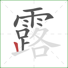 露的笔顺第14画：竖