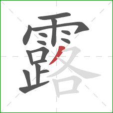 露的笔顺第16画：撇