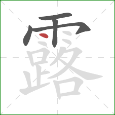 露的笔顺第5画：点