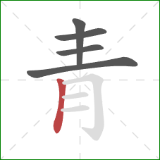 青的笔顺第5画：竖
