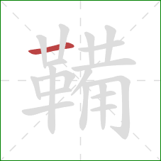 鞴的笔顺第1画：横