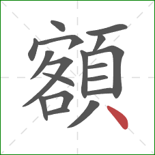 額的笔顺第18画：点