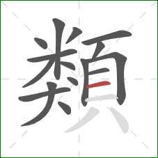 類的笔顺第16画：横