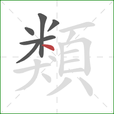 類的笔顺第6画：点