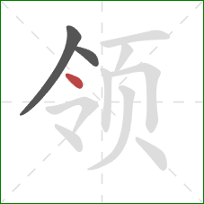 领的笔顺第3画：点