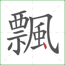 飄的笔顺第20画：点