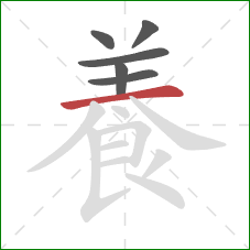 養的笔顺第6画:撇 養的笔顺第6画:撇