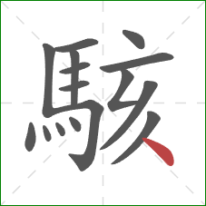 駭的笔顺第16画：点